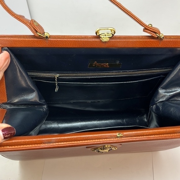 Vintage 1950’s Supreme Large Structured Leather Handbag - Picture 9 of 14